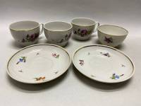 Чайный набор 4 чашки и 2 блюдца, Красный фарфорист Грузино СССР