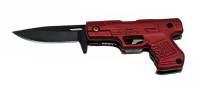Нож . "складной с рукояткой в форме пистолета Browning" красный 