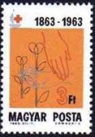 (1963-054) Марка Венгрия "Рука и цветы"    100 лет организации Красный Крест II Θ