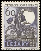 (1962-033) Марка Чехословакия "Цветы"    20-я годовщина разрушения Лидице и Лежаки II Θ