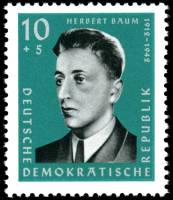 (1961-044) Марка Германия (ГДР) "Герберт Баум"    Герои сопротивления II Θ