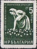 (1959-028) Марка Болгария "Сборщица хлопка"   Стандартный выпуск. Пятилетний план - досрочно (1) II 