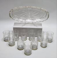 Селедочница и 11 стопок  стекло металл алмазная резка СССР