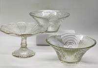 Набор салатники большие и фруктовница на ножке стекло СССР праздничная сервировка 