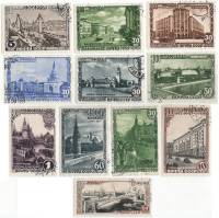 1947-061-75 Серия Набор марок 11 шт СССР Виды города  800 лет Москве II Θ