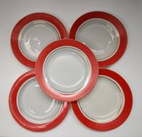 Тарелки десертные Барановка 5 штук оранжевый кант