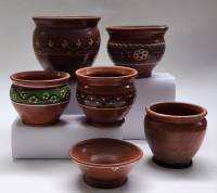 Горшки кашпо 5 штук и креманка керамика с рисунком