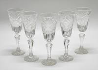 Рюмки на ножках 5 штук хрусталь СССР высота 15 см