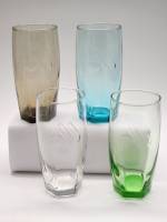 Стаканы 4 шт цветное стекло Вкусно и Точка высота 14 см