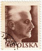 (1957-051) Марка Польша "Анджей Струг"   20 лет со дня смерти А. Струга I Θ