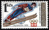 1976-006 Марка Чехословакия Прыжки с трамплина   Зимние Олимпийские Игры 1976, Инсбрук III O