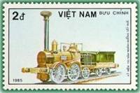 (1985-068) Марка Вьетнам "Локомотив Саксония, 1836"    150 лет немецкой железной дороге III Θ