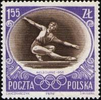 (1956-037) Марка Польша "Гимнастика"   XVI Олимпийские игры в Мельбурне III Θ
