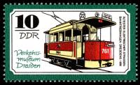 (1977-063) Марка Германия (ГДР) "Трамвай, 1896 "    Музей транспорта, Дрезден III Θ