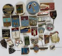 Набор значков знаков (30 шт.) СССР "Города" На булавке 