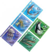 1991-001-5 Серия Набор марок 5 шт СССР 4 5 10 15 20 коп  Фауна Чёрного моря III O