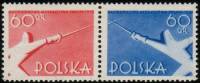 (1957-013-014) Сцепка (2 м + куп) Польша "Фехтовальщик"   Юношеский чемпионат мира по фехтованию  II