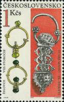 (1969-051) Марка Чехословакия "Серьги "    Археологические открытия в Моравии и Словакии III Θ