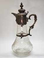 Графин Кувшин стекло серебро 800 проба Германия конец 19 века  отличное стостояние
