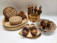 Плетеный деревянный декор Бутылочки духов Болгария Башмачки Шкатулка Шахматы 15 предметов 