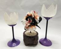 Набор цветок искусственный и два подсвечника (сост. на фото)