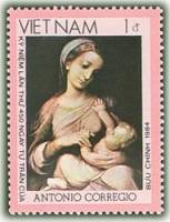 (1984-119) Марка Вьетнам "Мадонна с младенцем"    450 лет со дня смерти Антонио Корреджо III Θ