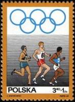 (1969-016) Марка Польша "Бег на длинные дистанции"   50 лет национальному Олимпийскому комитету III 