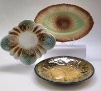 Блюда сервировочные 3 шт круглое овальное и фигурное Стройфаянс ЛЗФ СССР винтаж