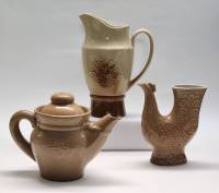 Ваза курочка (Кунгур зхи) Кувшин и Чайник заварочный обливная керамика СССР набор 3 предмета