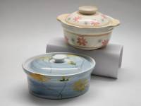 Кастрюльки латки для запекания керамические 2 шт круглая и овальная с крышками