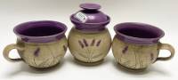 Набор Чешской керамики банка с крышкой + 2 кружки 