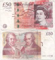  Банкнота Великобритания 2010 год 50 фунтов Елизавета II Джеймс Уатт Мэттю Болтон   VF