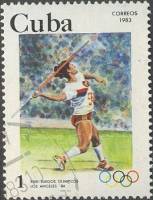 (1983-003) Марка Куба "Метание копья"    Летние ОИ 1984, Лос-Анджелес III Θ