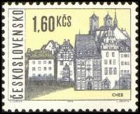 (1965-078) Марка Чехословакия "Хеб" Бумага простая    Чехословацкие города (Стандартный выпуск) I Θ