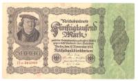 1922 Два номера Банкнота Германия 50 000 марок Дюрер Торговец 3-й выпуск  VF