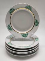 Тарелки десертные 6 шт Пролетарий СССР фарфор позолота деколь букет роз зеленый рисунок