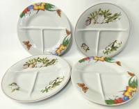 Менажница 3 секции с рисунком фарфор Вербилки СССР 4 шт 