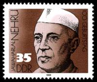 (1989-076) Марка Германия (ГДР) "Джавахарлал Неру"    100 лет рождения II Θ