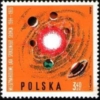 (1965-049) Марка Польша "Солнечная система (Оранжевая)"   Международный год Тихого Солнца II Θ
