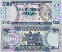 Банкнота Гайана 2022 год 100 долларов Джорджтаун Собор Св Георгия   UNC