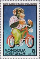 (1973-001) Марка Монголия "Обезьяна"    Монгольский цирк III Θ