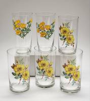 Стаканы 6 штук стекло с рисунком желтые цветы СССР