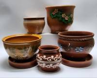 Горшки цветочные кашпо 4 штуки и 2 блюда керамика