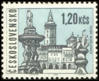 (1965-077) Марка Чехословакия "Ческе Будеевице" Бумага простая    Чехословацкие города (Стандартный 