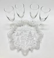 Блюдо-фруктовница Новый год + 4 фужера, стекло