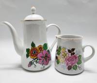 Набор Кофейник и Молочник с цветочным принтом (сост. на фото)