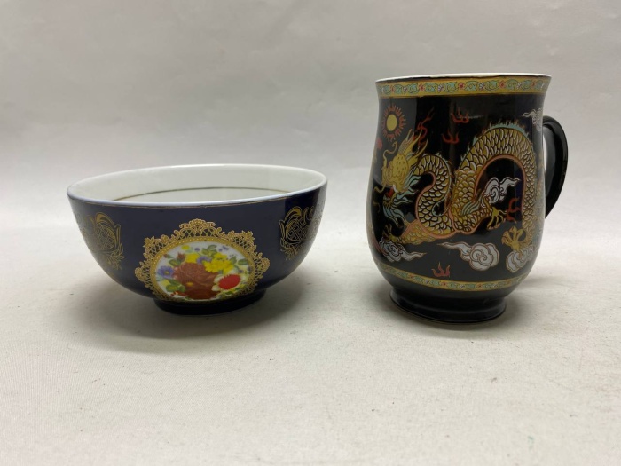 Чашка и пиала фарфор с рисунком