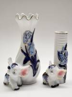 Вазы со слониками фарфор 2 штуки 18 и 13 см