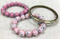 Набор браслетов, бижутерия, цветочный орнамент (сост. на фото)