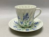 Кофейная пара костяной фарфор ЛФЗ синие цветы